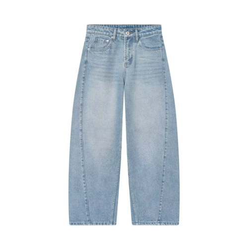 Damen Balloon Jeans im Mid Waist Barrel Fit mit weitem Bein