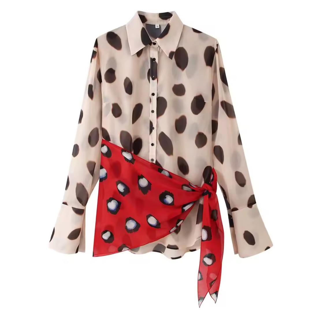 Langarm Bluse mit Taillenband