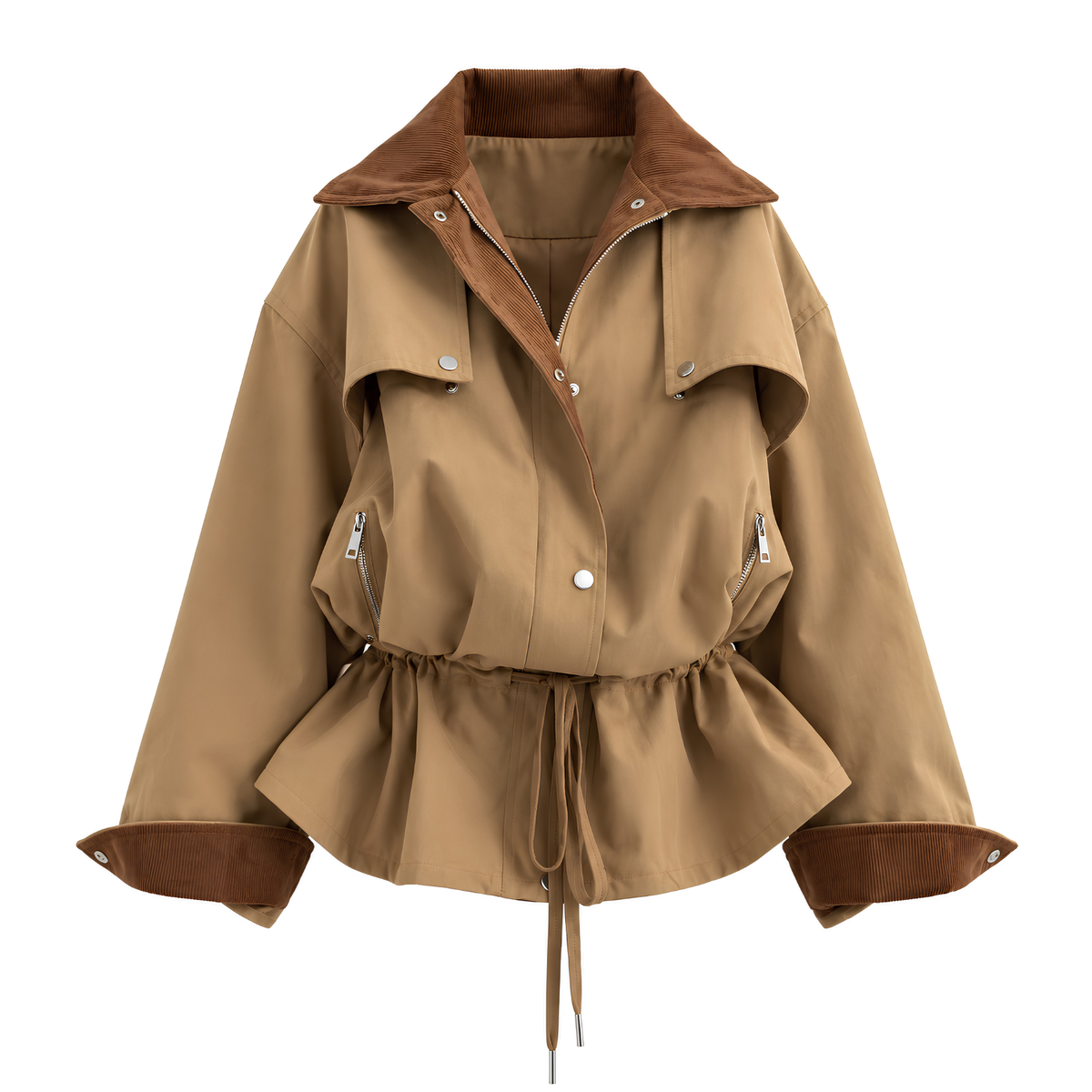 Oversize Trenchjacke mit Cordkragen