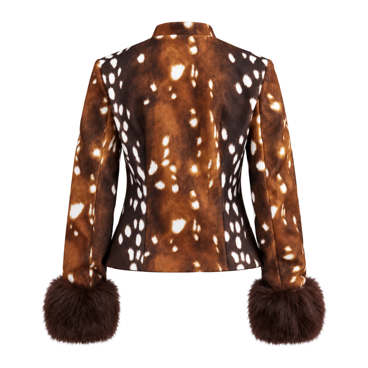 Kunstfelljacke mit Animal-Print & Fellmanschetten
