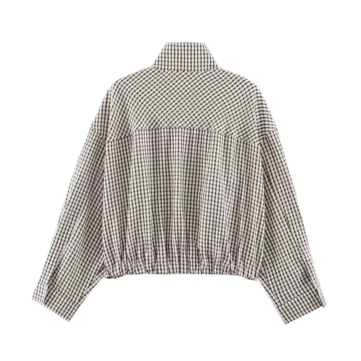 Karierte Oversize Jacke mit Stehkragen