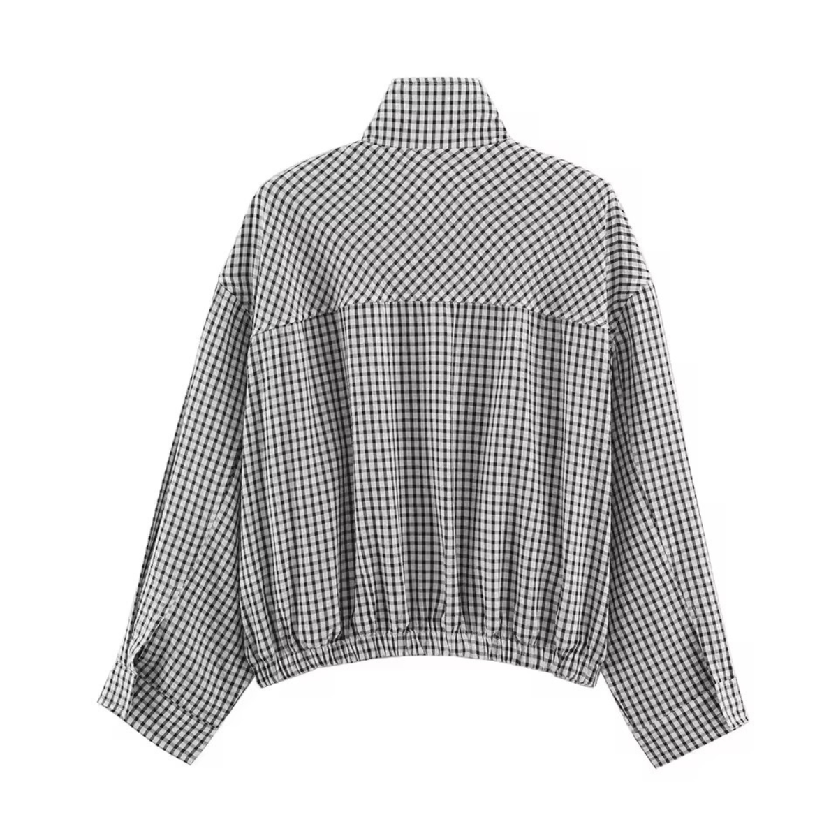 Karierte Oversize Jacke mit Stehkragen