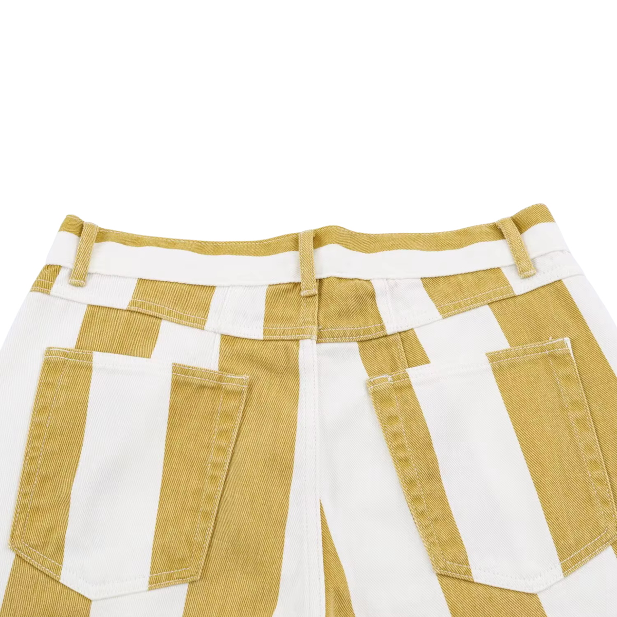 Gestreifte High-Waist Hose Gelb-Weiß – Straight Fit
