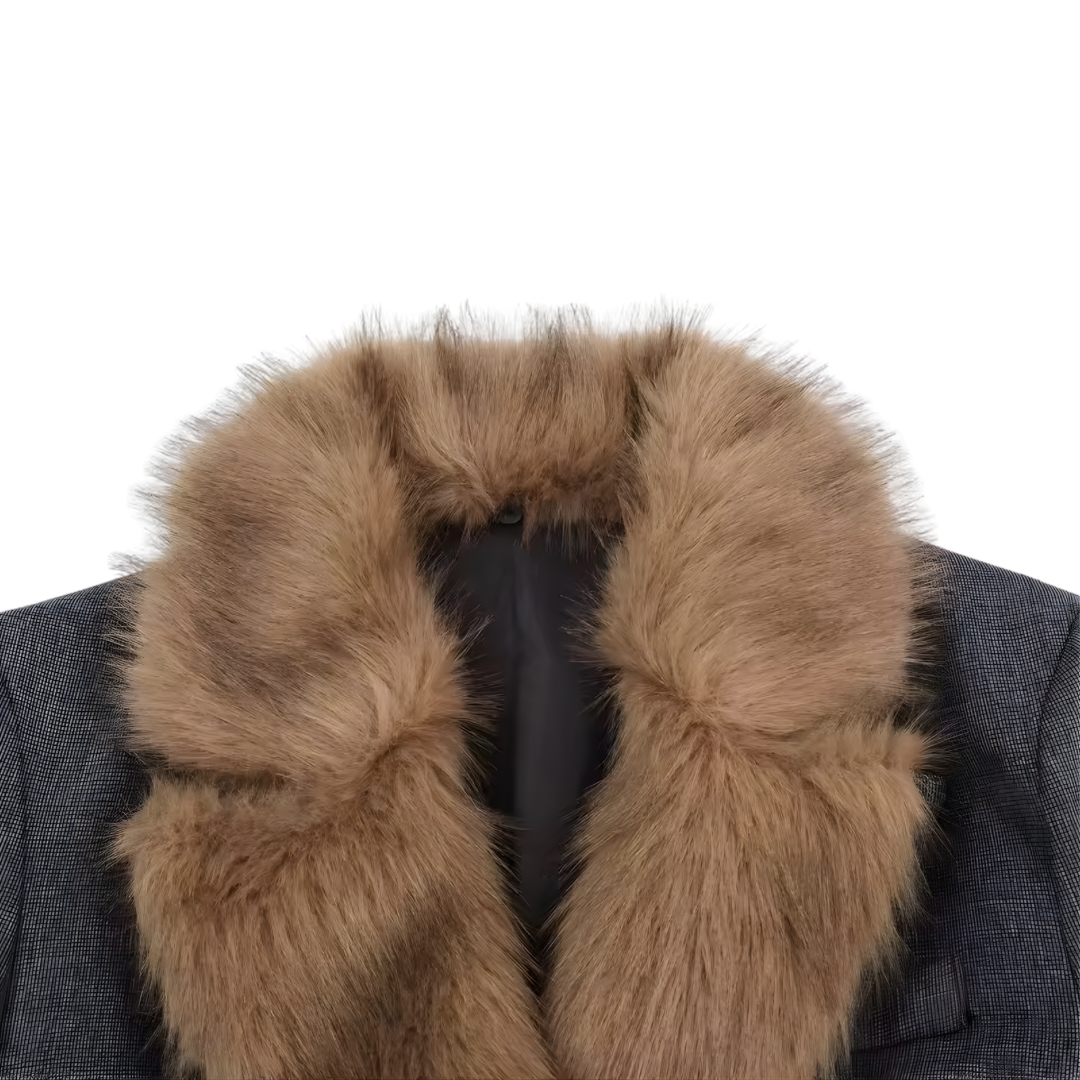 Blazer mit Kunstfellkragen