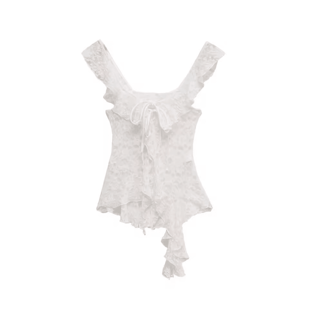 Asymmetrisches Spitzen - Top mit Bindedetail - Fav Avenue