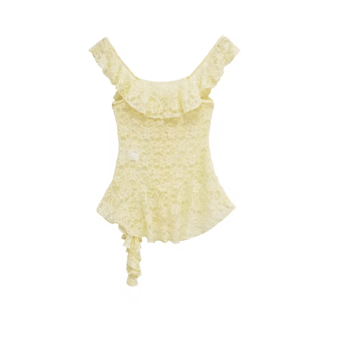 Asymmetrisches Spitzen - Top mit Bindedetail - Fav Avenue