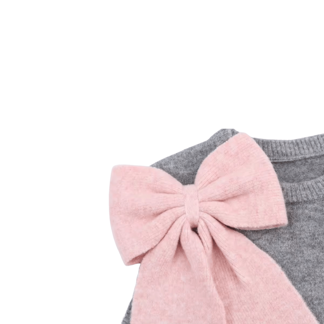 Graue Strickweste mit Schleife - Fav Avenue