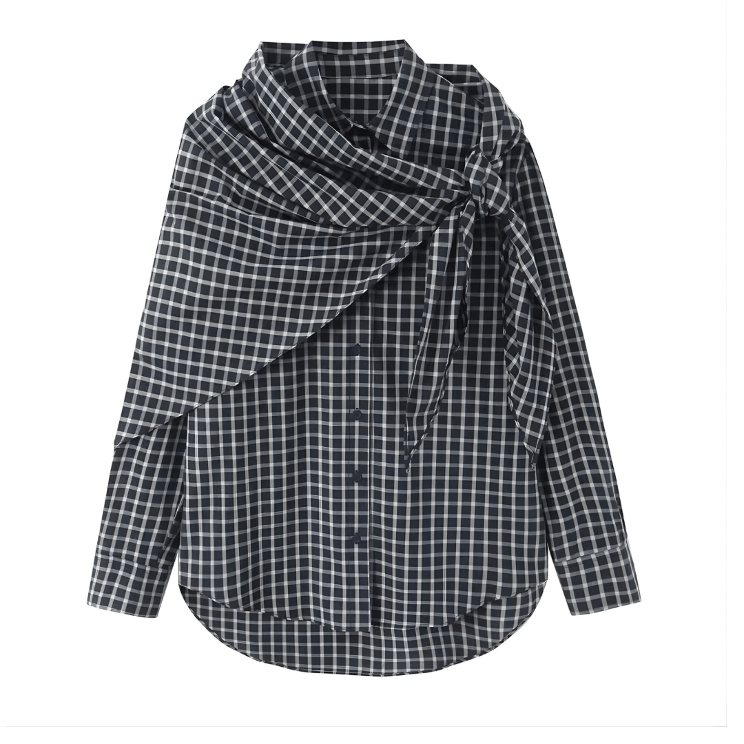 Kariertes Hemd mit Layer Schal - Fav Avenue