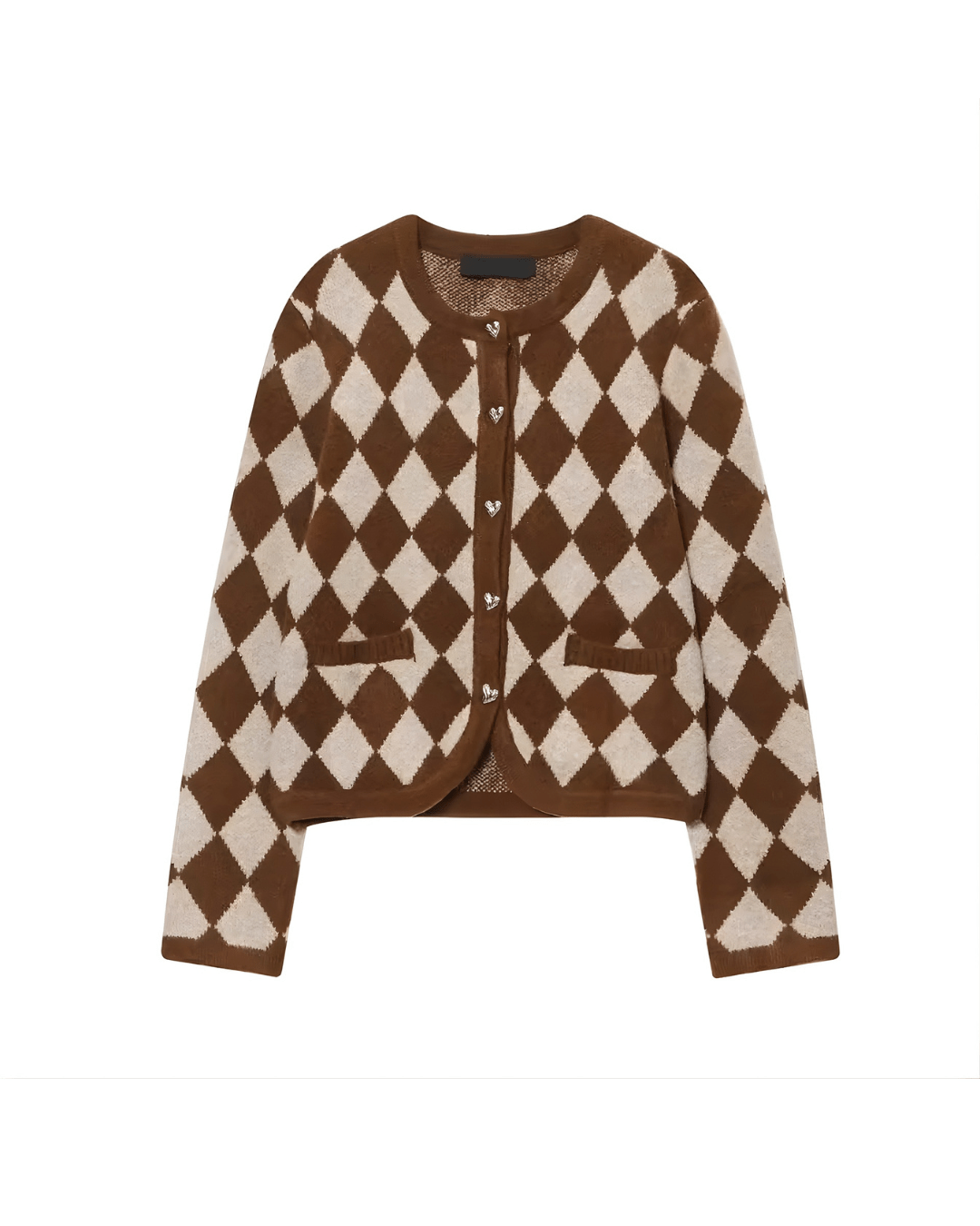 Karocardigan mit Herzknöpfe - Fav Avenue