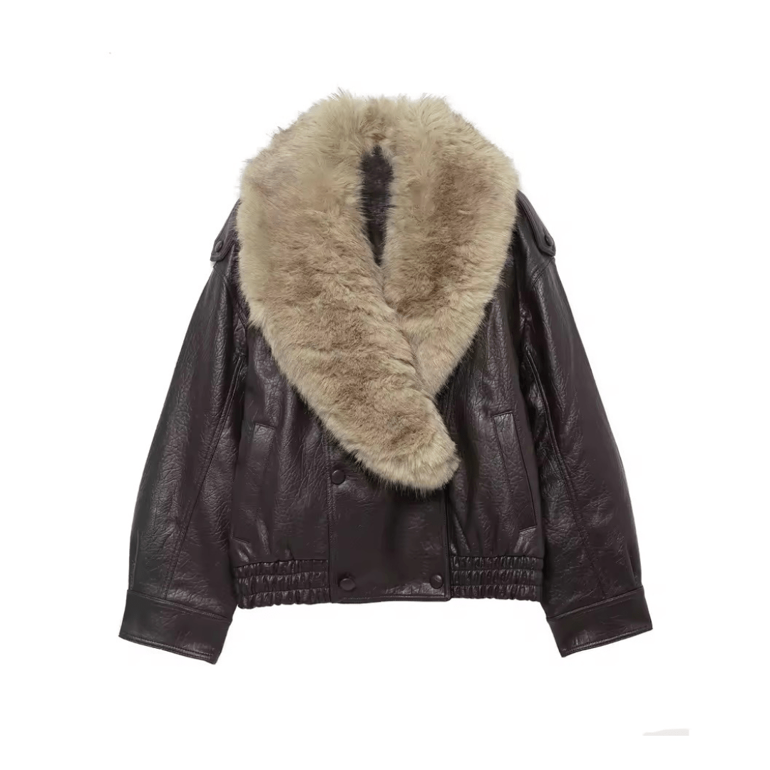 Lederjacke mit Pelzkragen - Fav Avenue