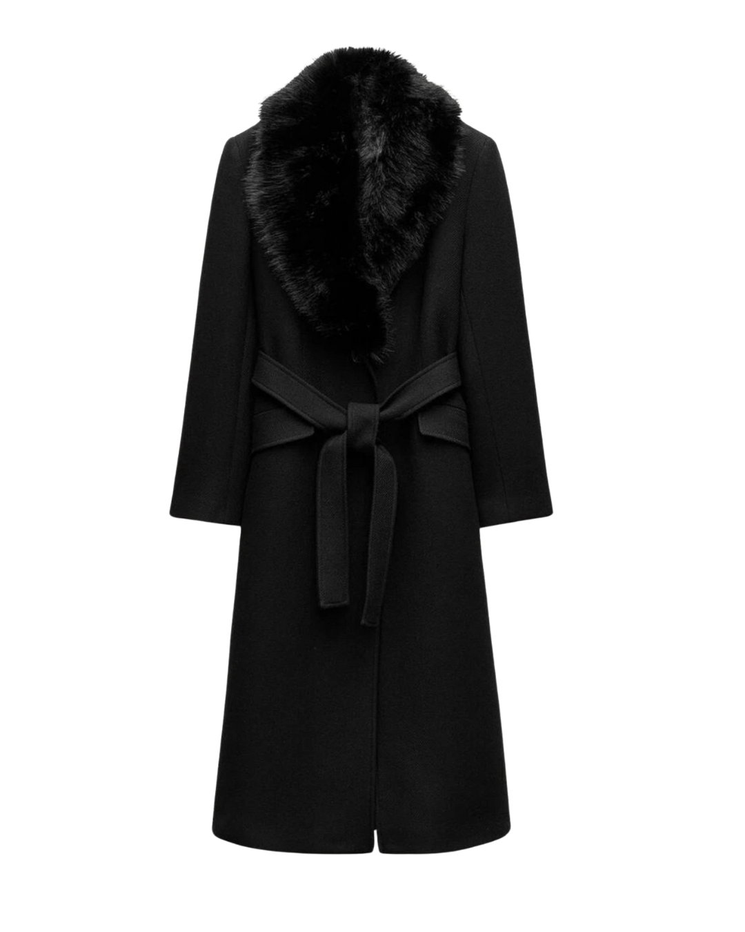 Mantel mit Schnürdetail und Kunstfellkragen - Fav Avenue