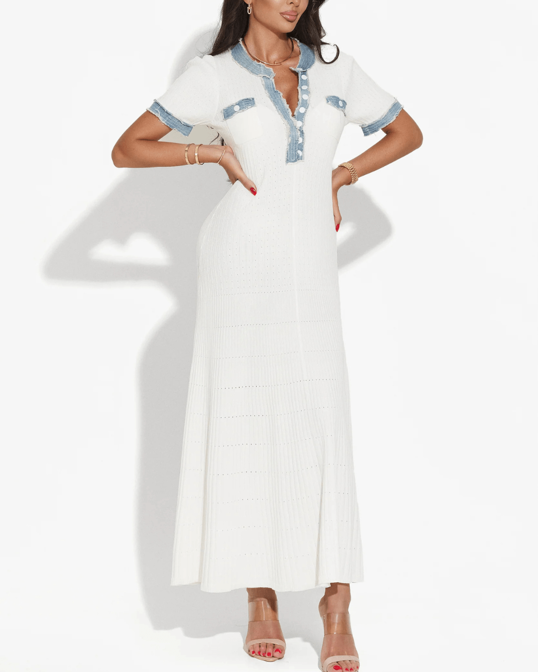 Maxi Kleid mit Knopfdetail - Fav Avenue