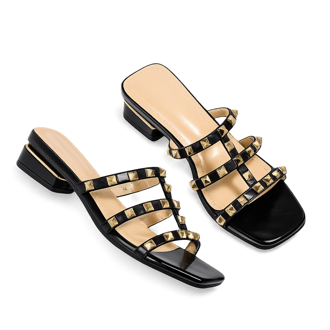 Nieten Sandalen mit Blockabsatz - Fav Avenue