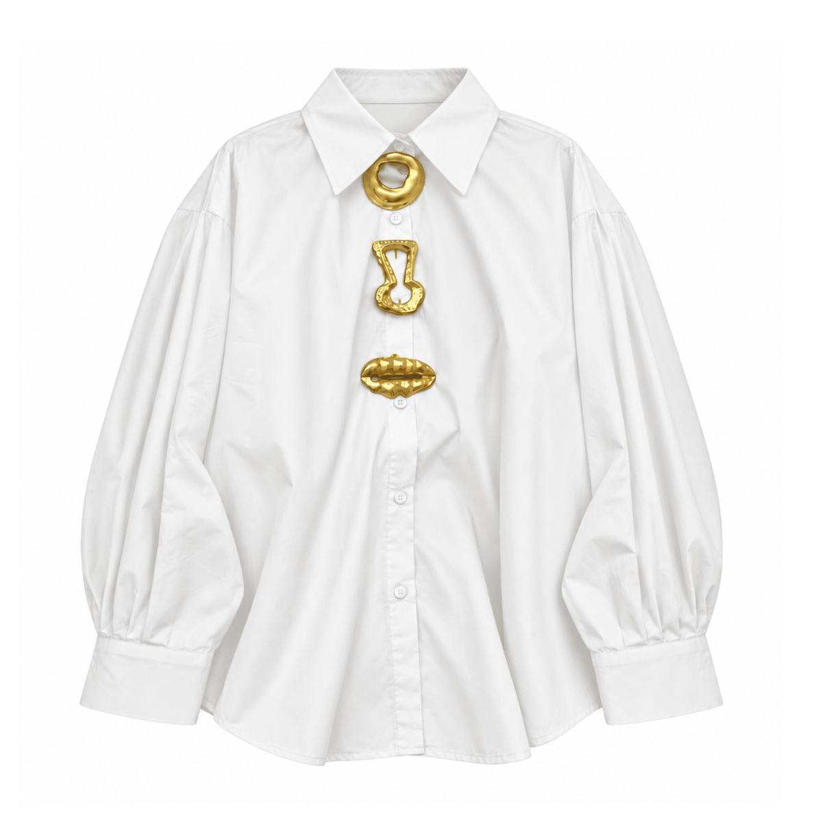 Oversize Damenbluse mit goldfarbenen Schmuckdetails - Fav Avenue