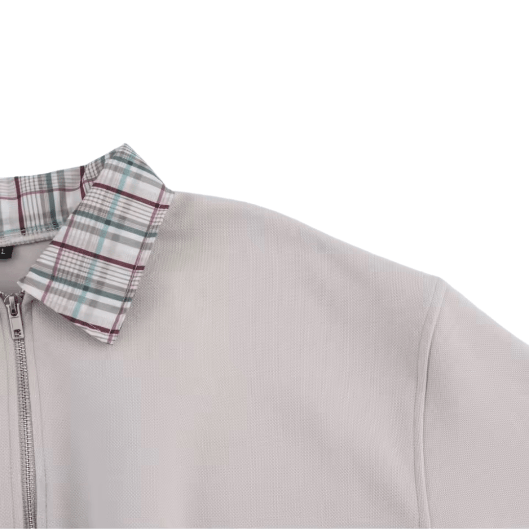 Oversized Zip Hoody mit karierten Kragen - Fav Avenue