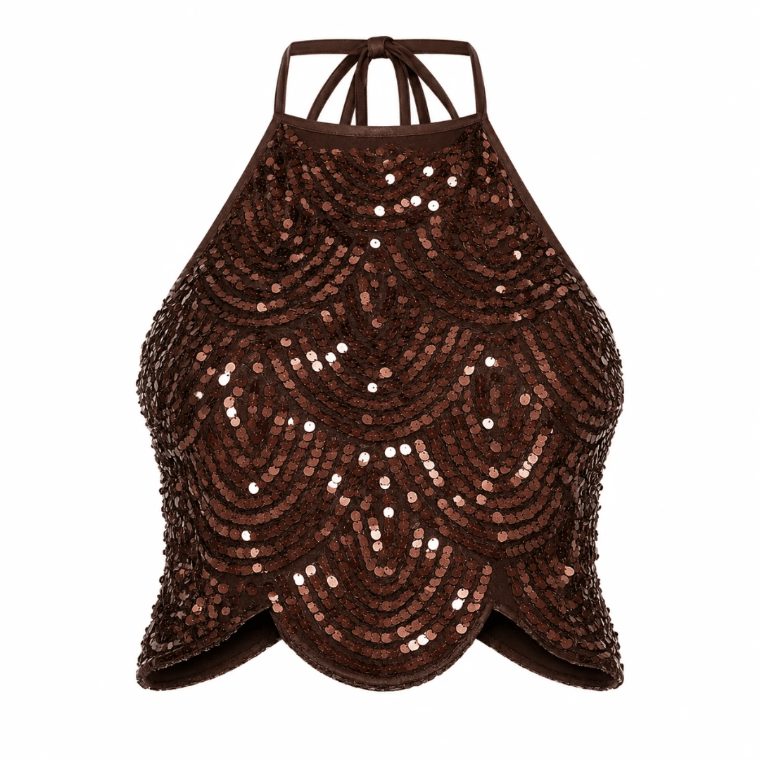 Pailletten Neckholder Top mit offenem Rücken - Fav Avenue