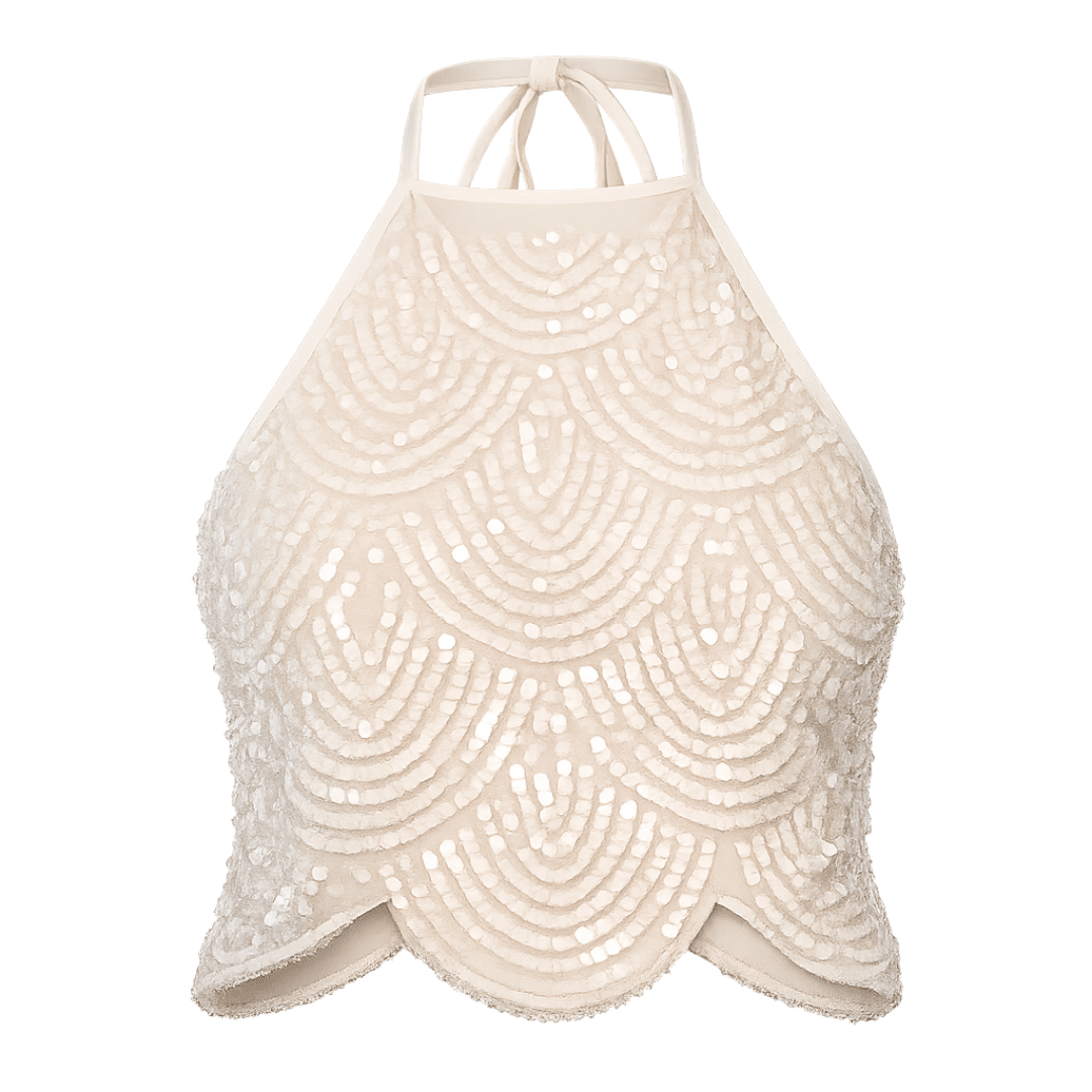 Pailletten Neckholder Top mit offenem Rücken - Fav Avenue