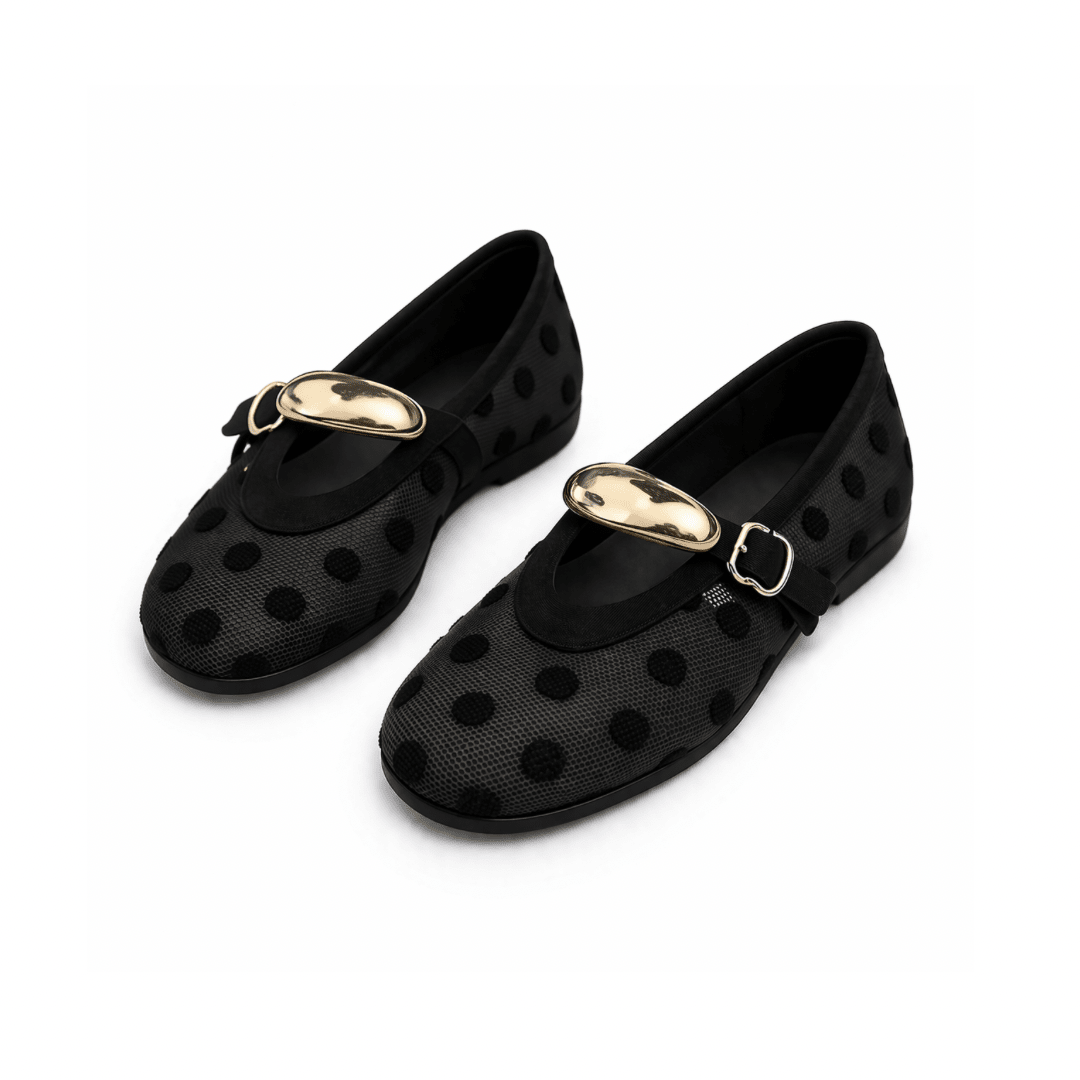 Polka Dot Ballerinas mit Schnalle - Fav Avenue