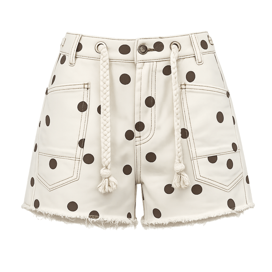 Polka Dot Jeansshorts mit Kordelgürtel - Fav Avenue