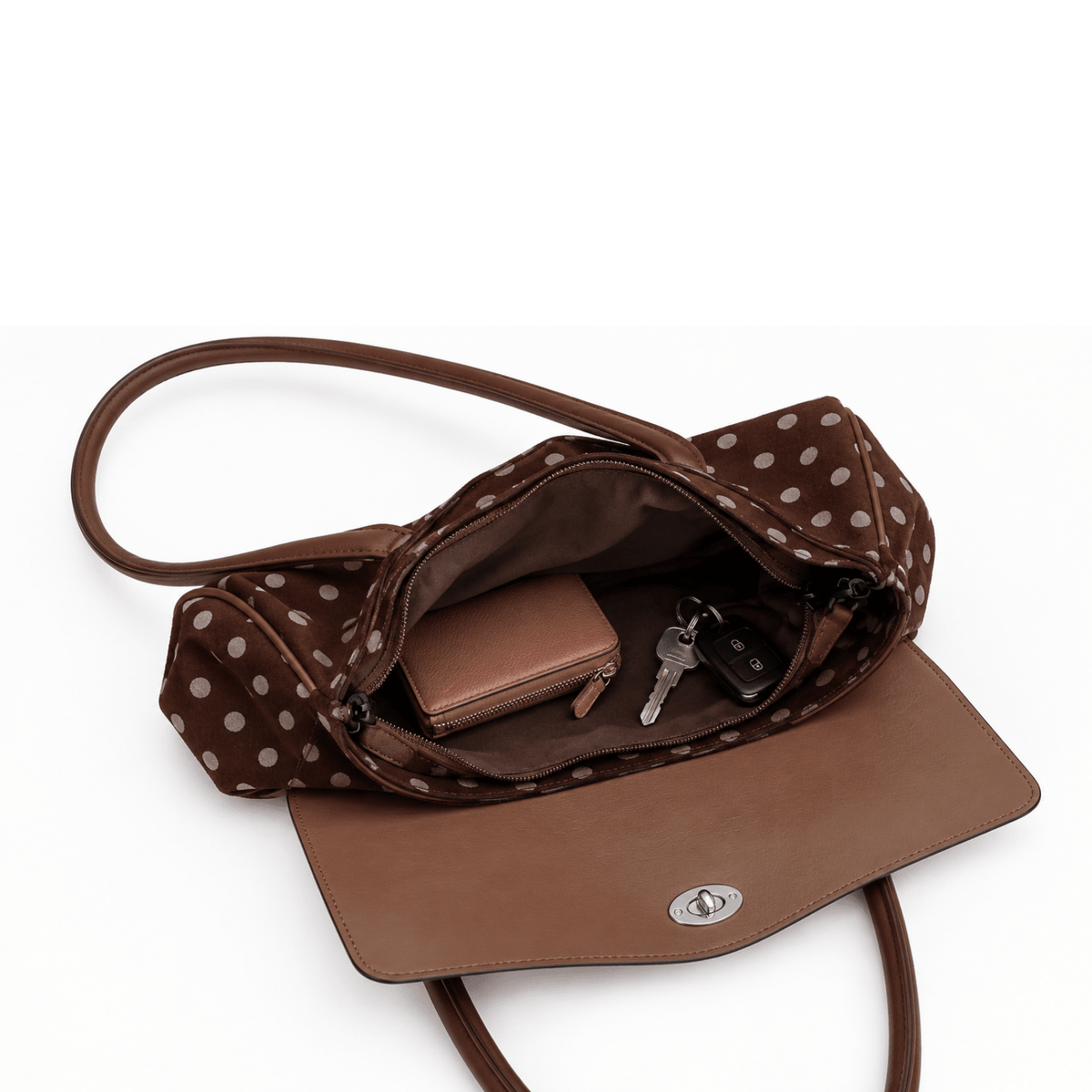 Polka Dot Schultertasche in Wildleder-Optik - Fav Avenue
