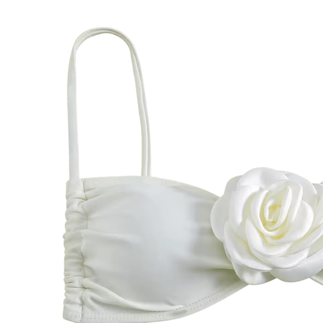 Rose Noir Bikini mit 3D Blüten - Fav Avenue