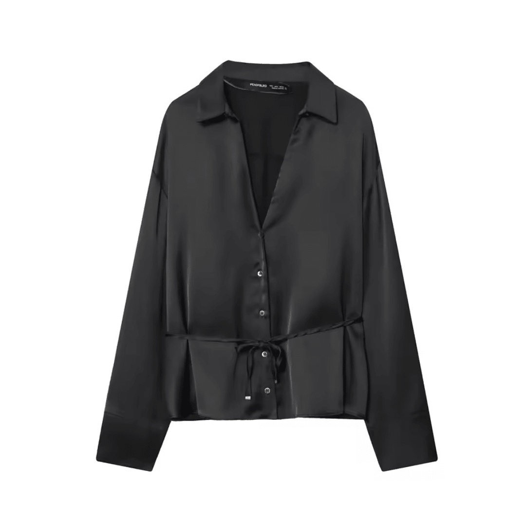 Satin Bluse mit Gürtel - Fav Avenue