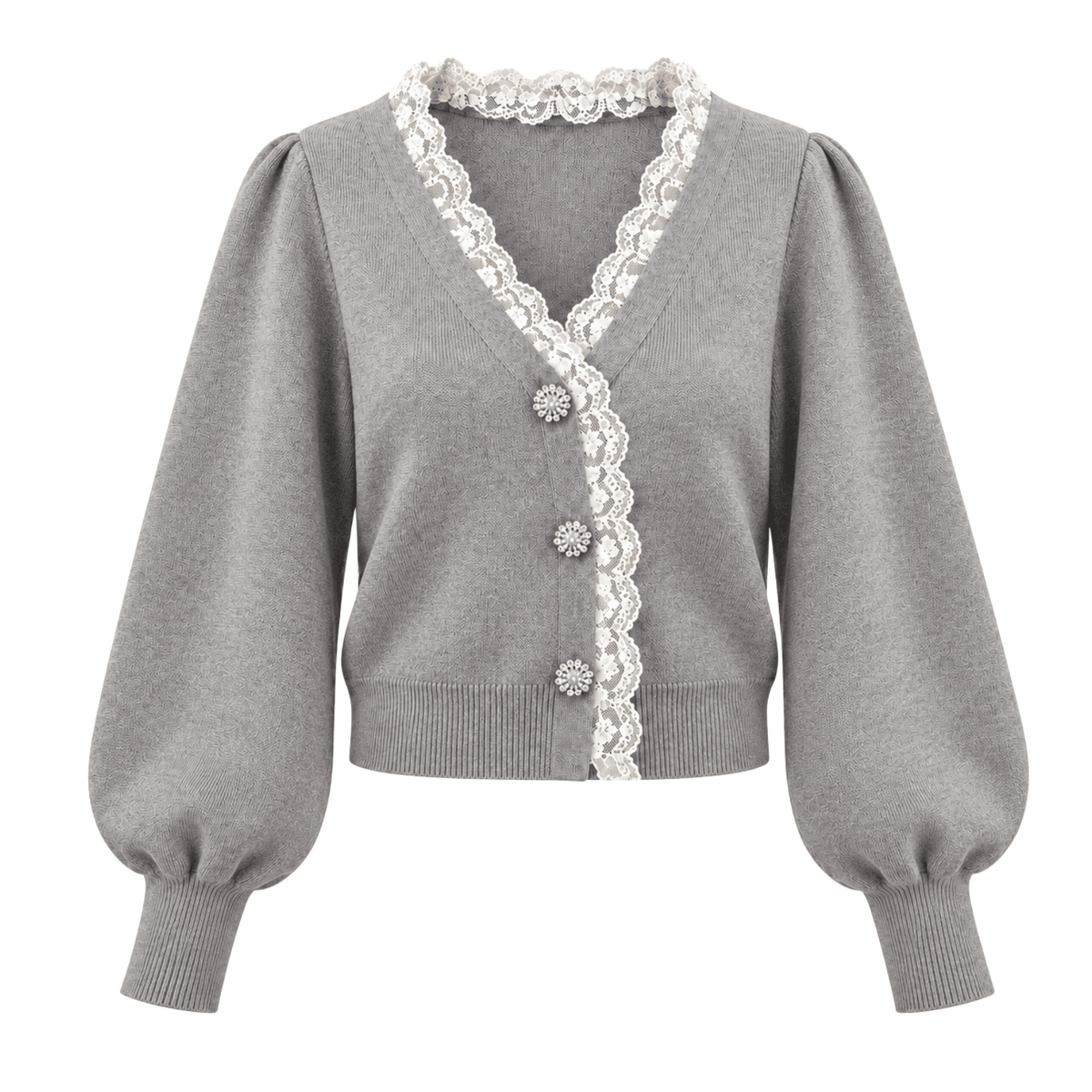 Strickjacke mit Spitze & Schmuckknöpfen - Fav Avenue