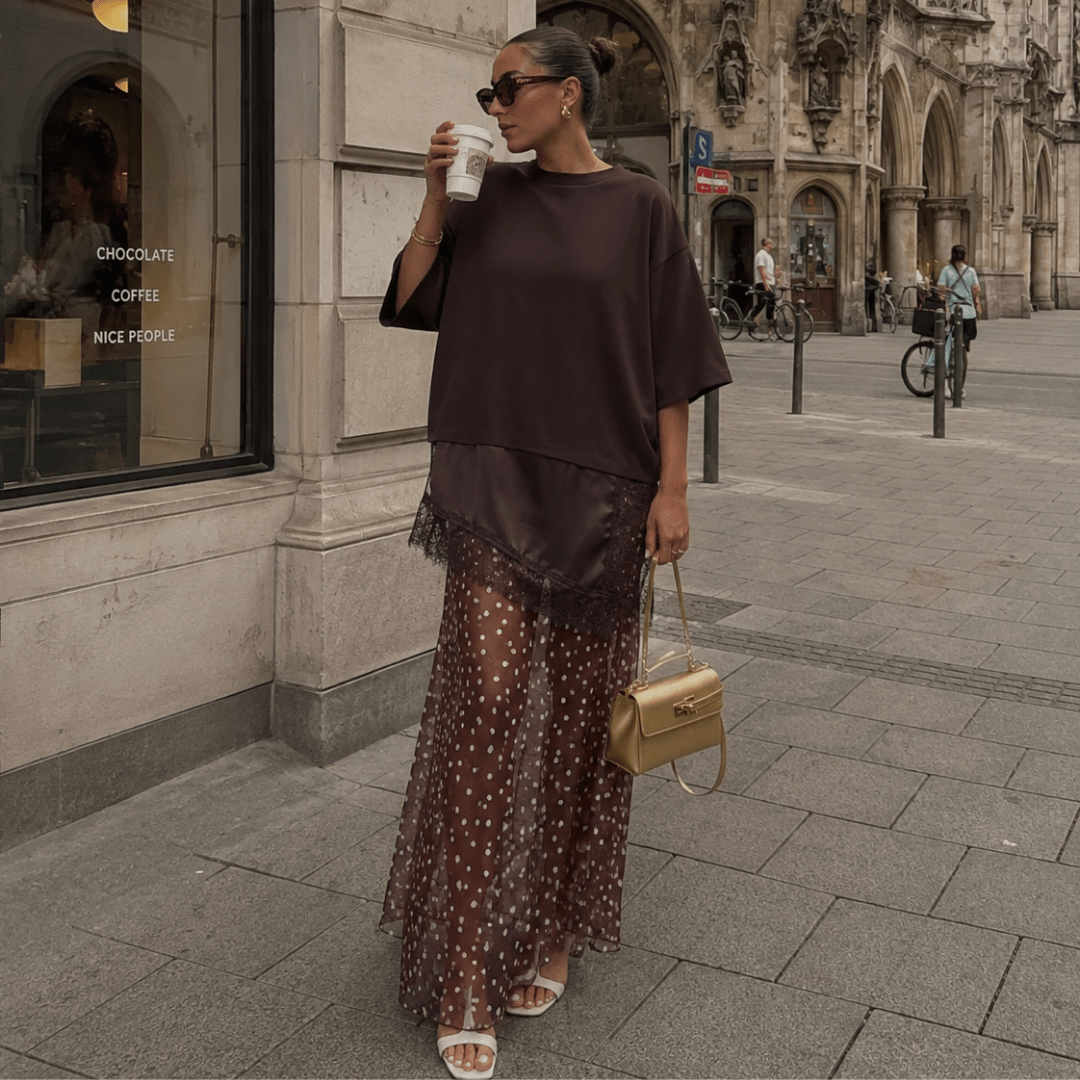 Transparenter Polka Dot Chiffon Rock - Fav Avenue