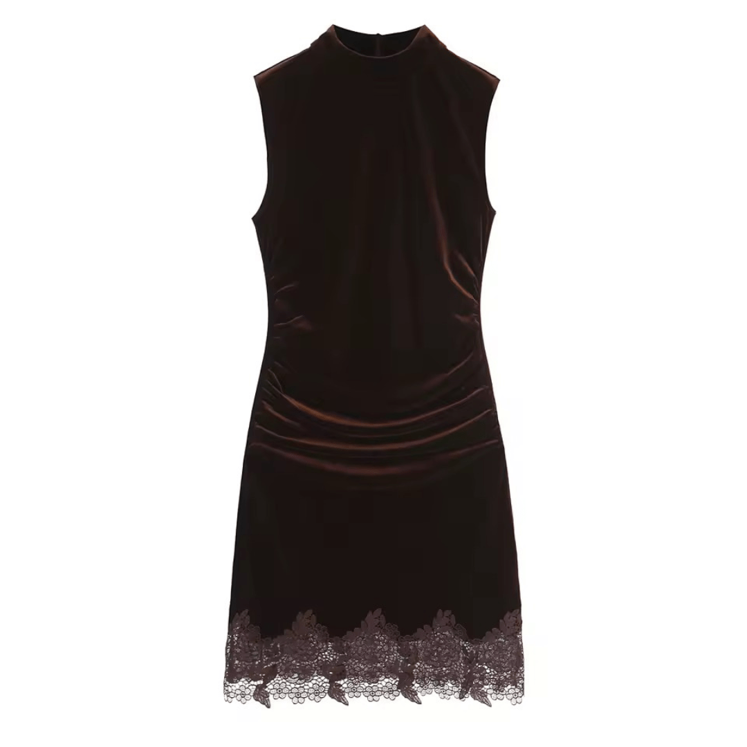 Velvet Mini Kleid mit Spitzenkante - Fav Avenue