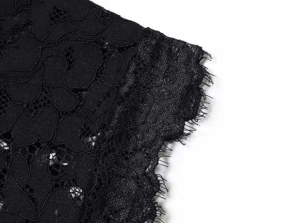 Ärmellose Damen Spitzentop mit Stehkragen