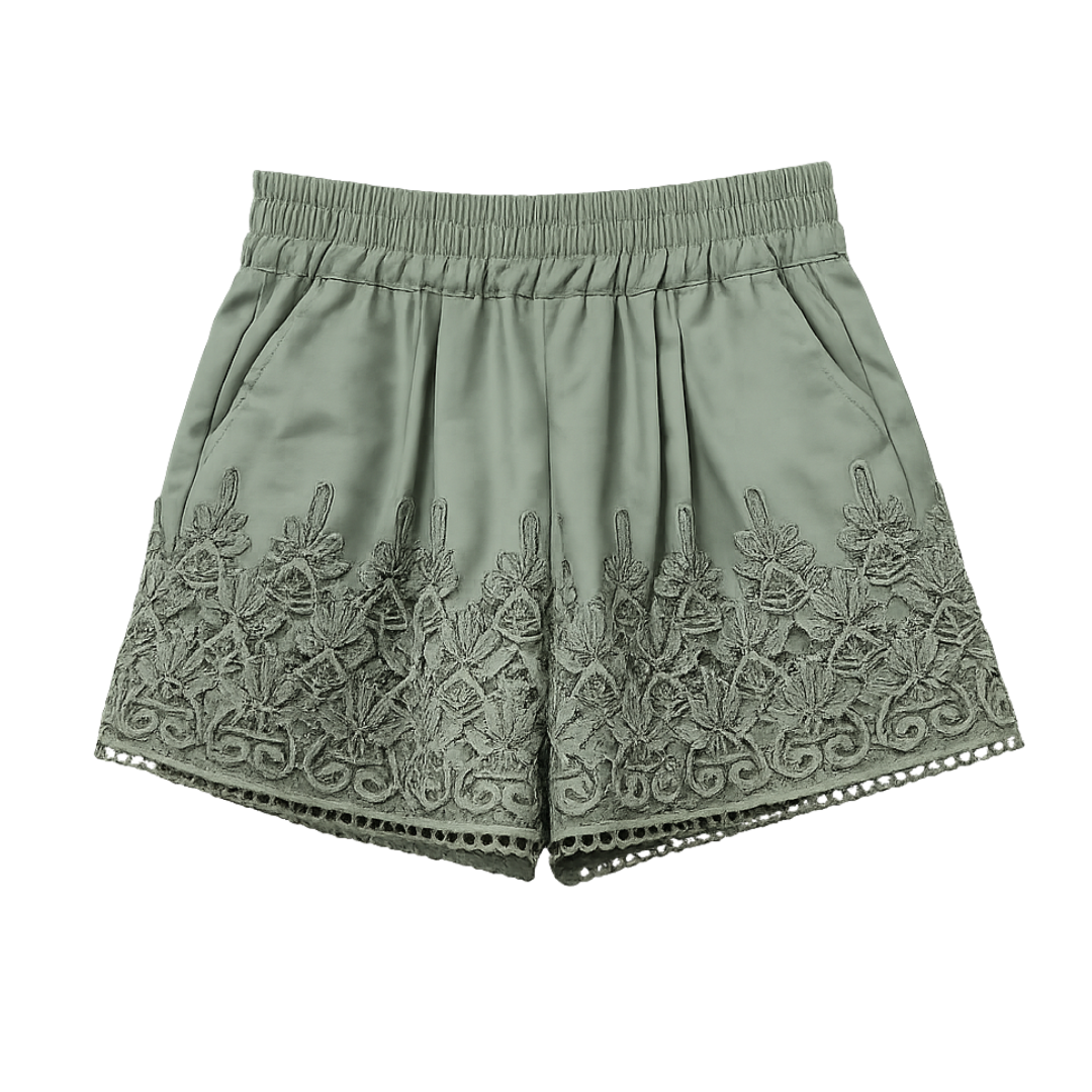 Shorts mit Spitzenstickerei