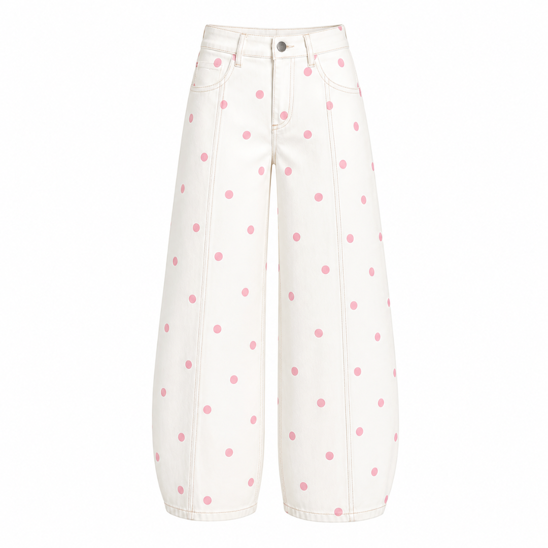 Wide Leg Jeans mit Polka Dots