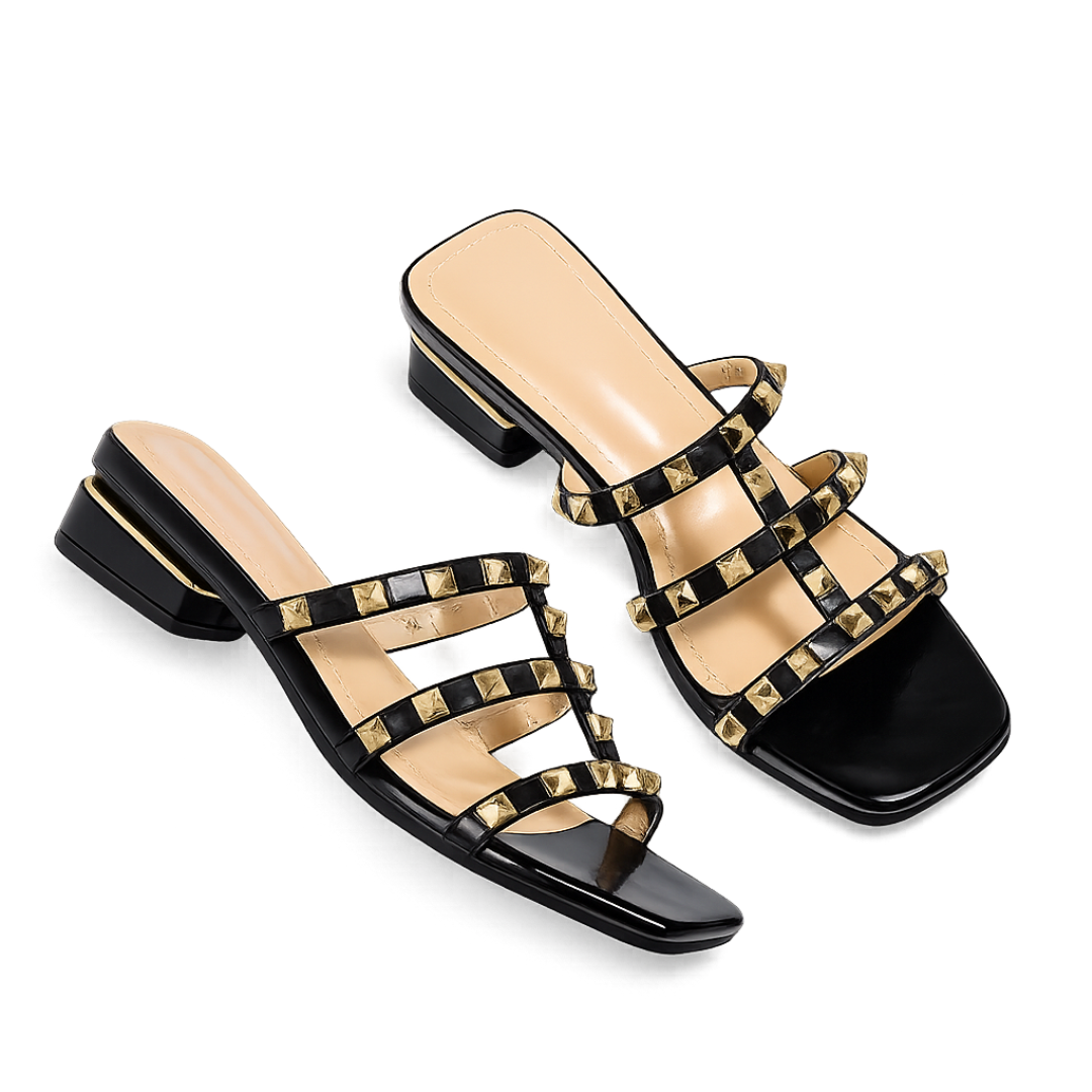 Nieten Sandalen mit Blockabsatz