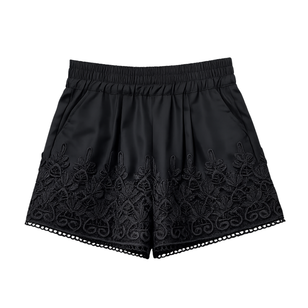 Shorts mit Spitzenstickerei