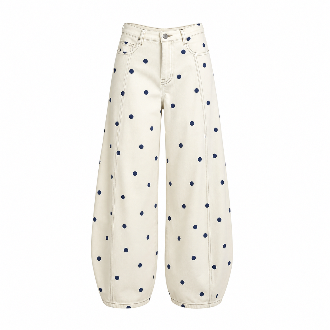 Wide Leg Jeans mit Polka Dots