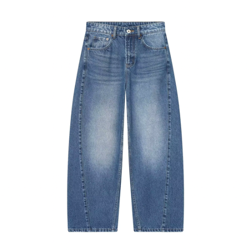 Damen Balloon Jeans im Mid Waist Barrel Fit mit weitem Bein
