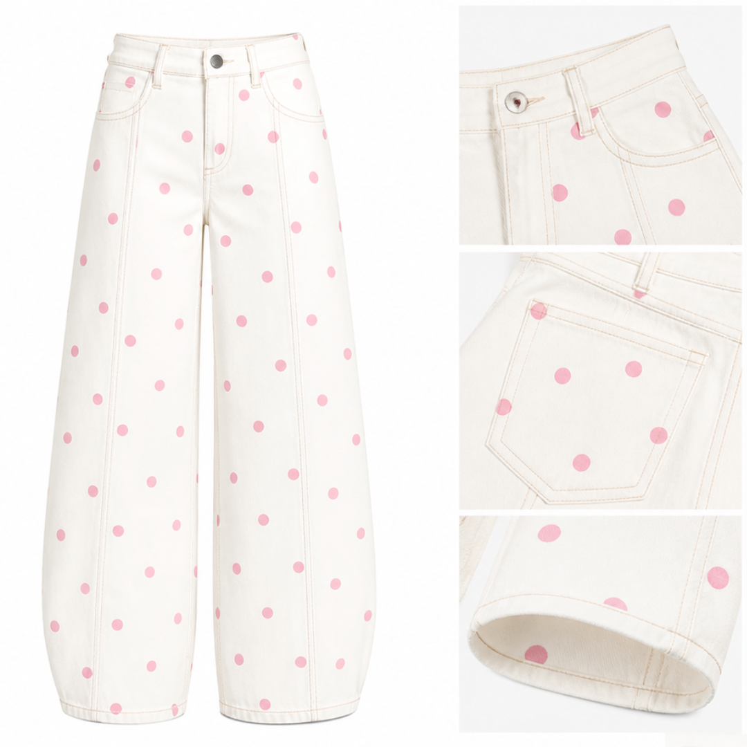 Wide Leg Jeans mit Polka Dots