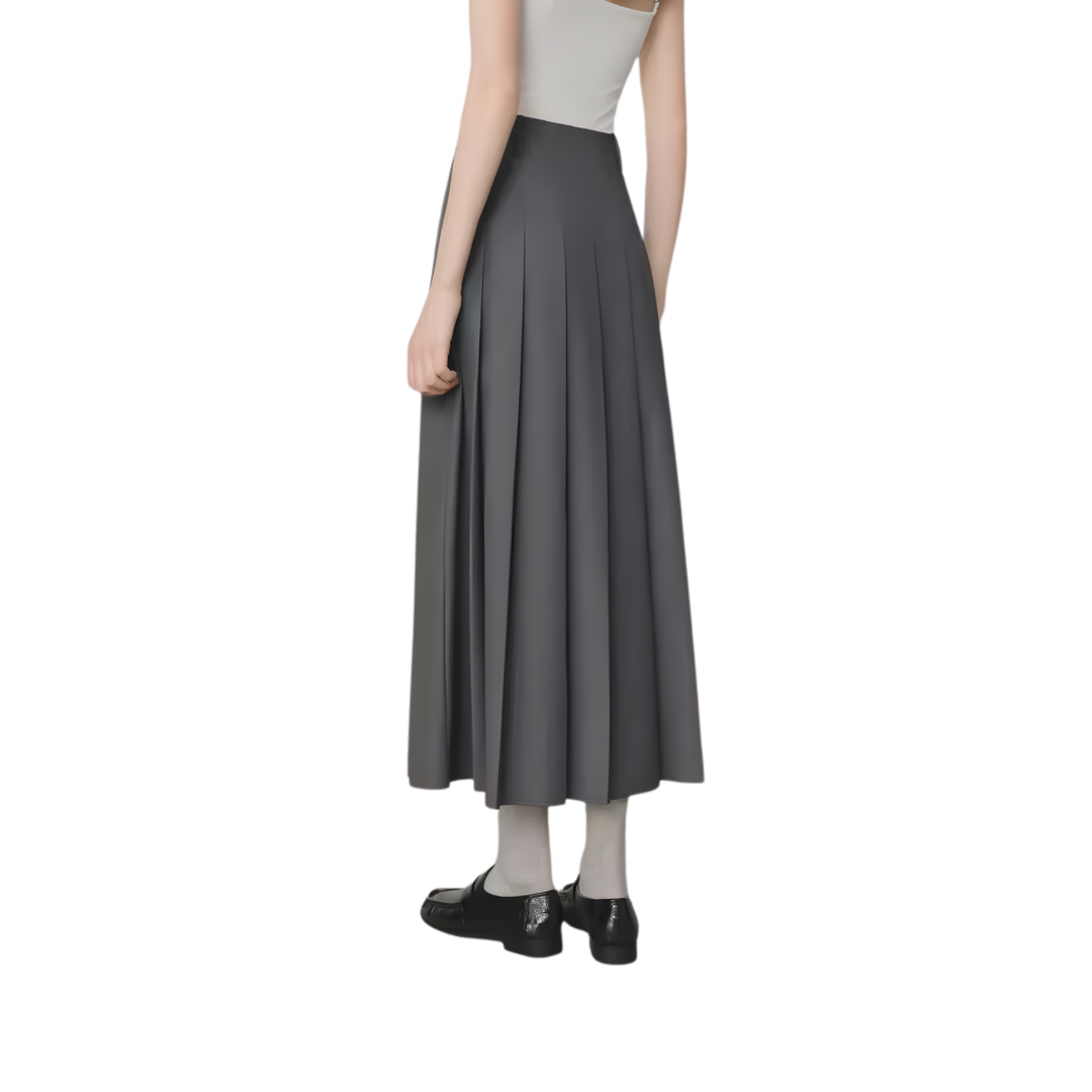 High Waist Faltenrock mit Schlitz