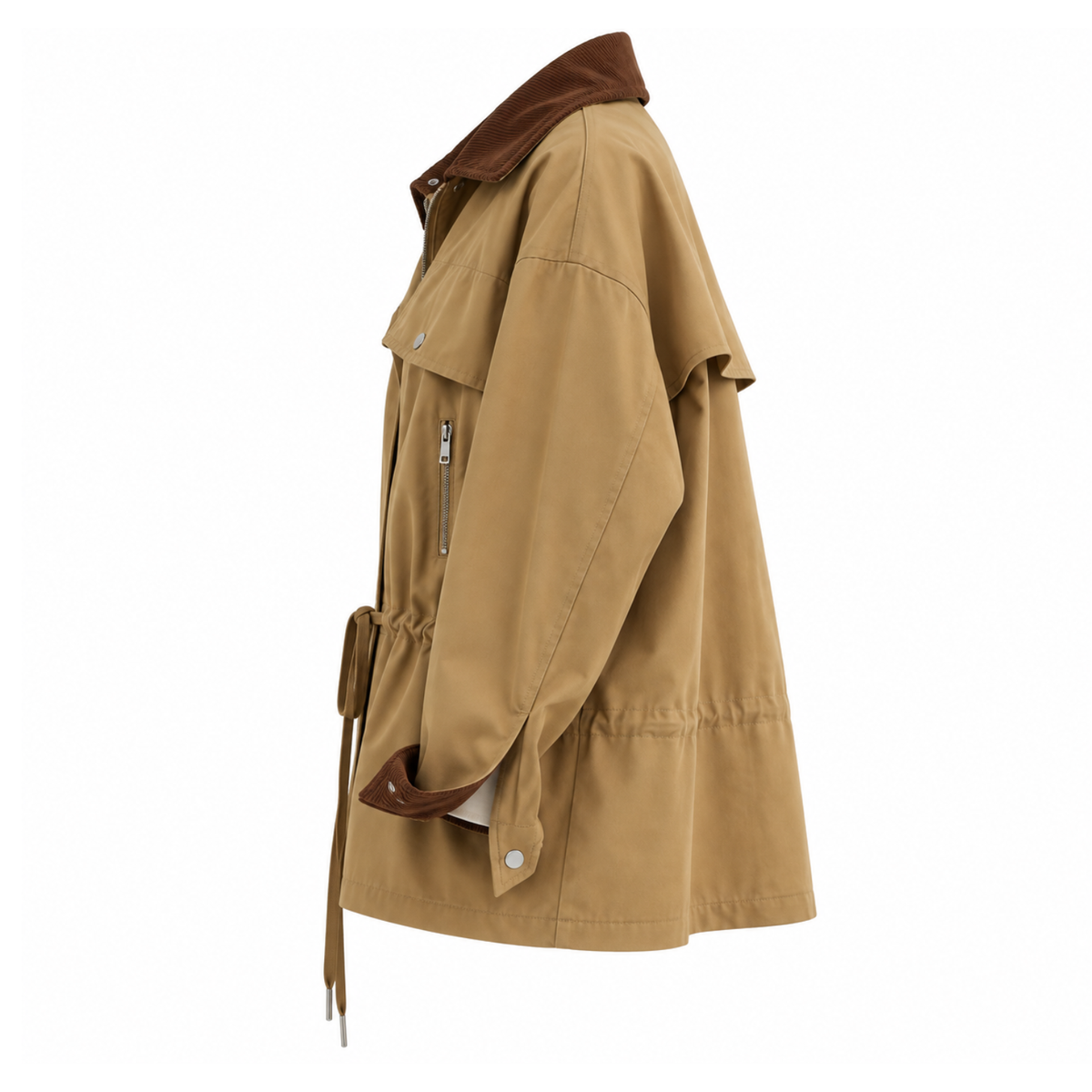 Oversize Trenchjacke mit Cordkragen