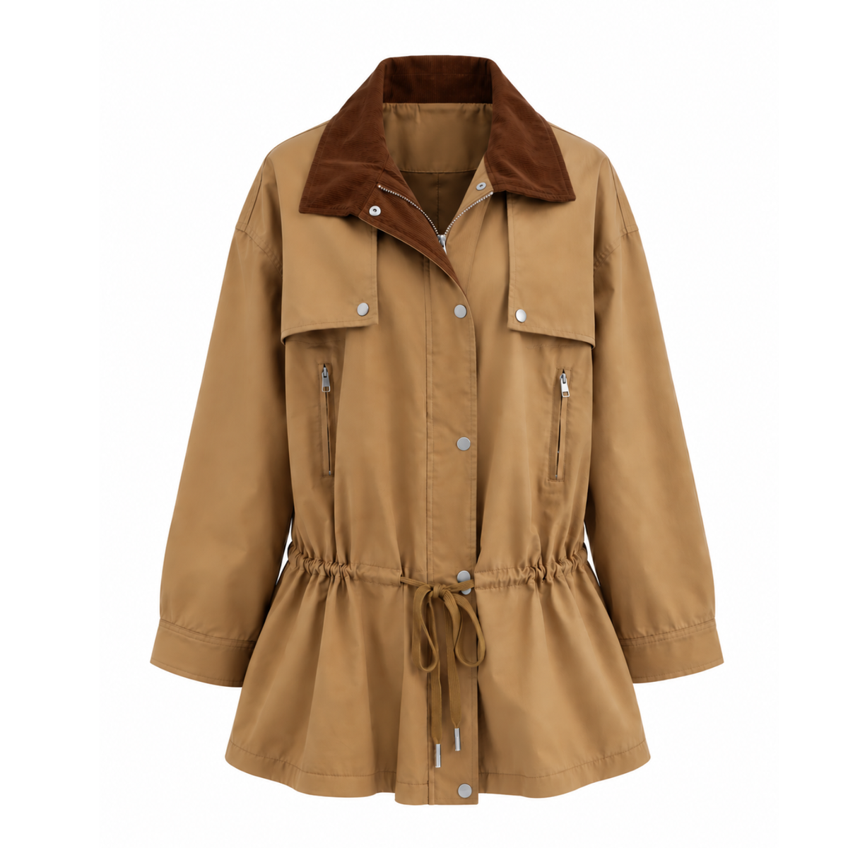 Oversize Trenchjacke mit Cordkragen