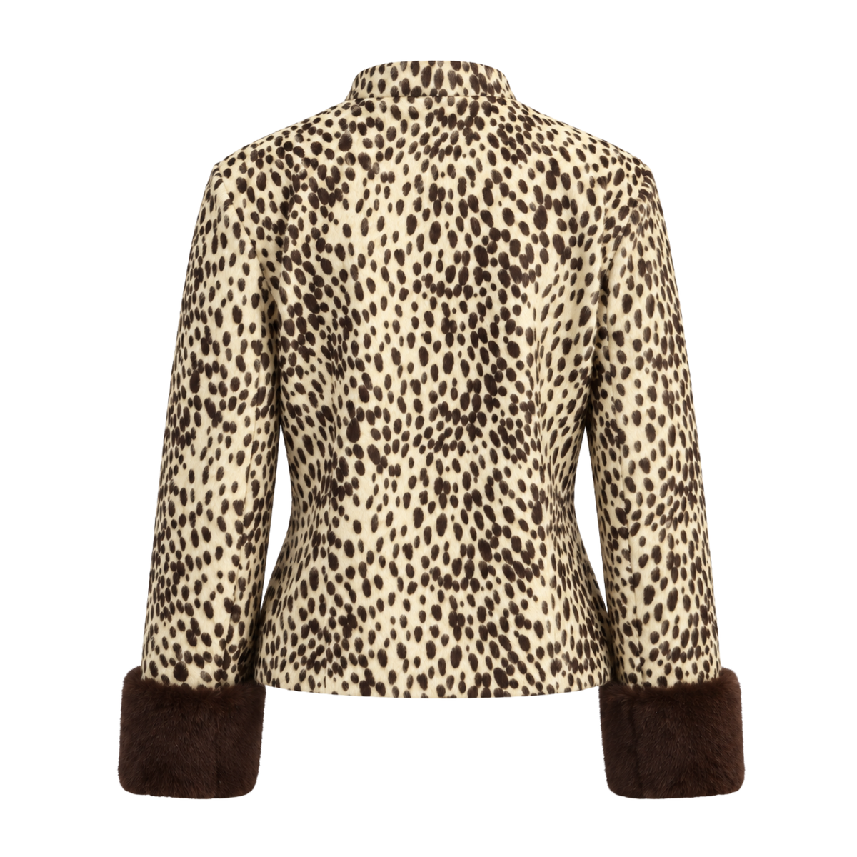 Kunstfelljacke mit Animal-Print & Fellmanschetten