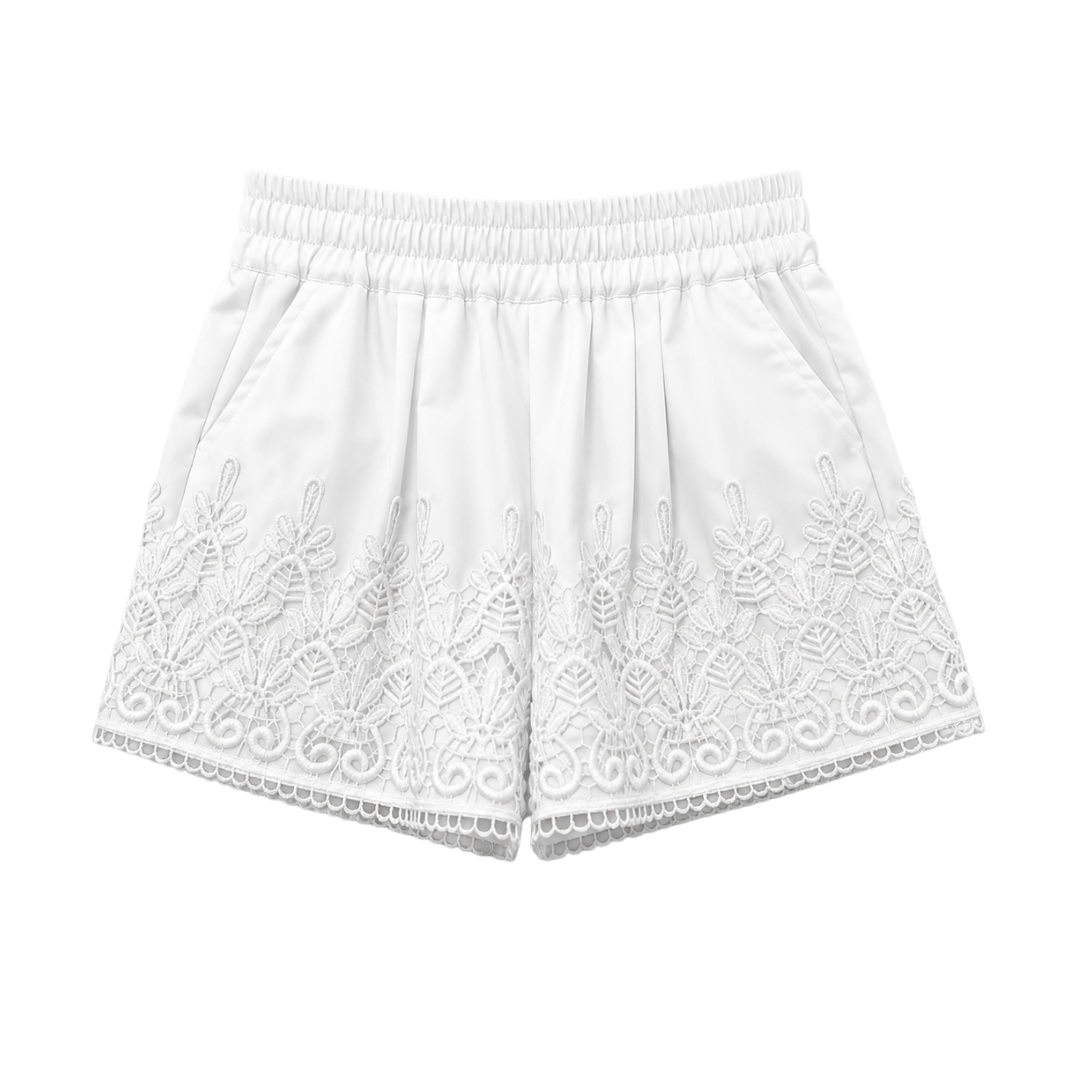Shorts mit Spitzenstickerei