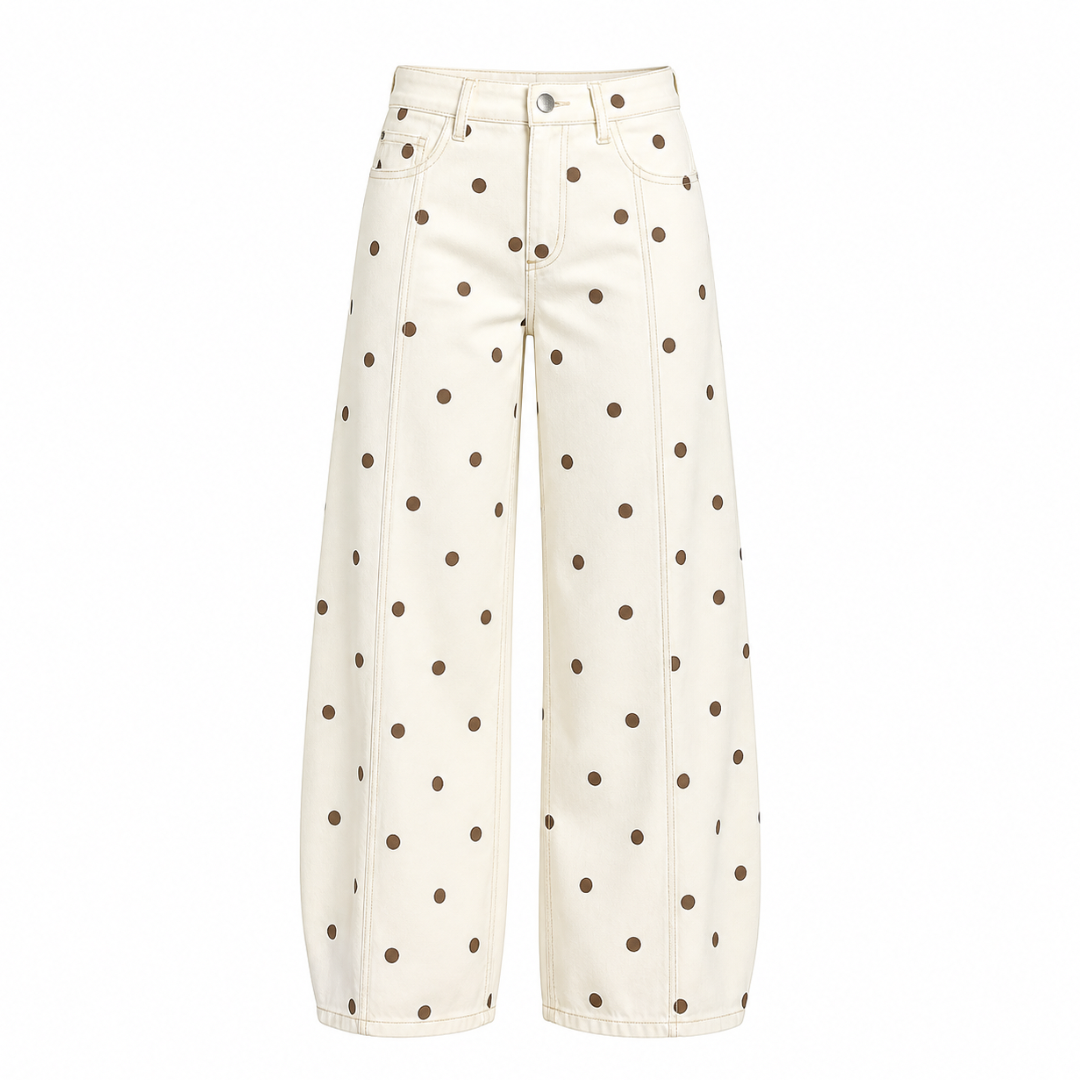 Wide Leg Jeans mit Polka Dots