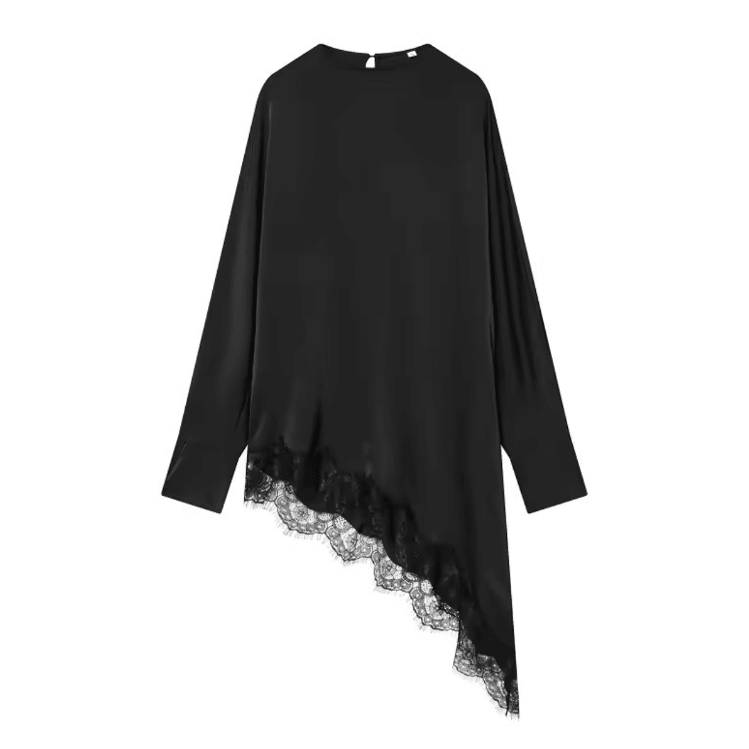 Asymmetrische Damenbluse mit Spitze - Fav Avenue