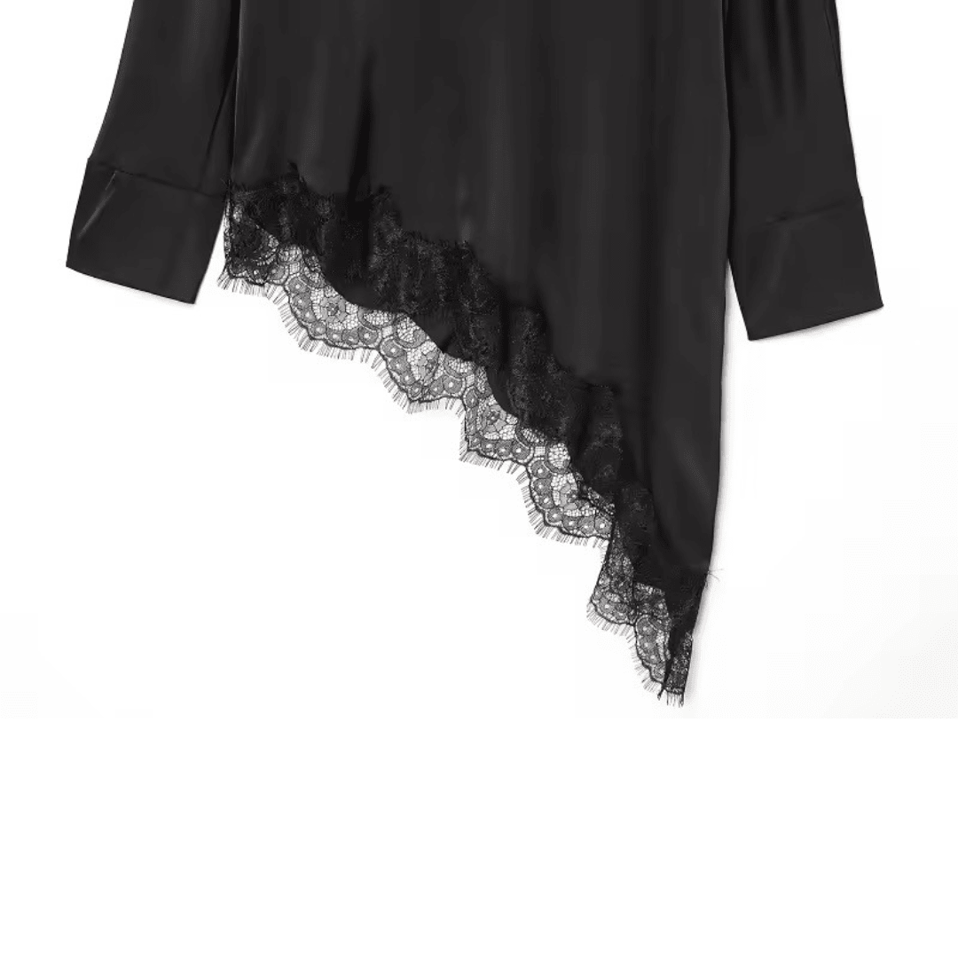 Asymmetrische Damenbluse mit Spitze - Fav Avenue