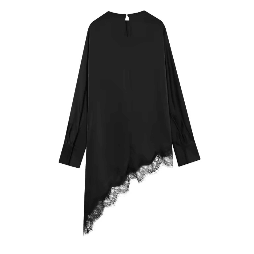 Asymmetrische Damenbluse mit Spitze - Fav Avenue