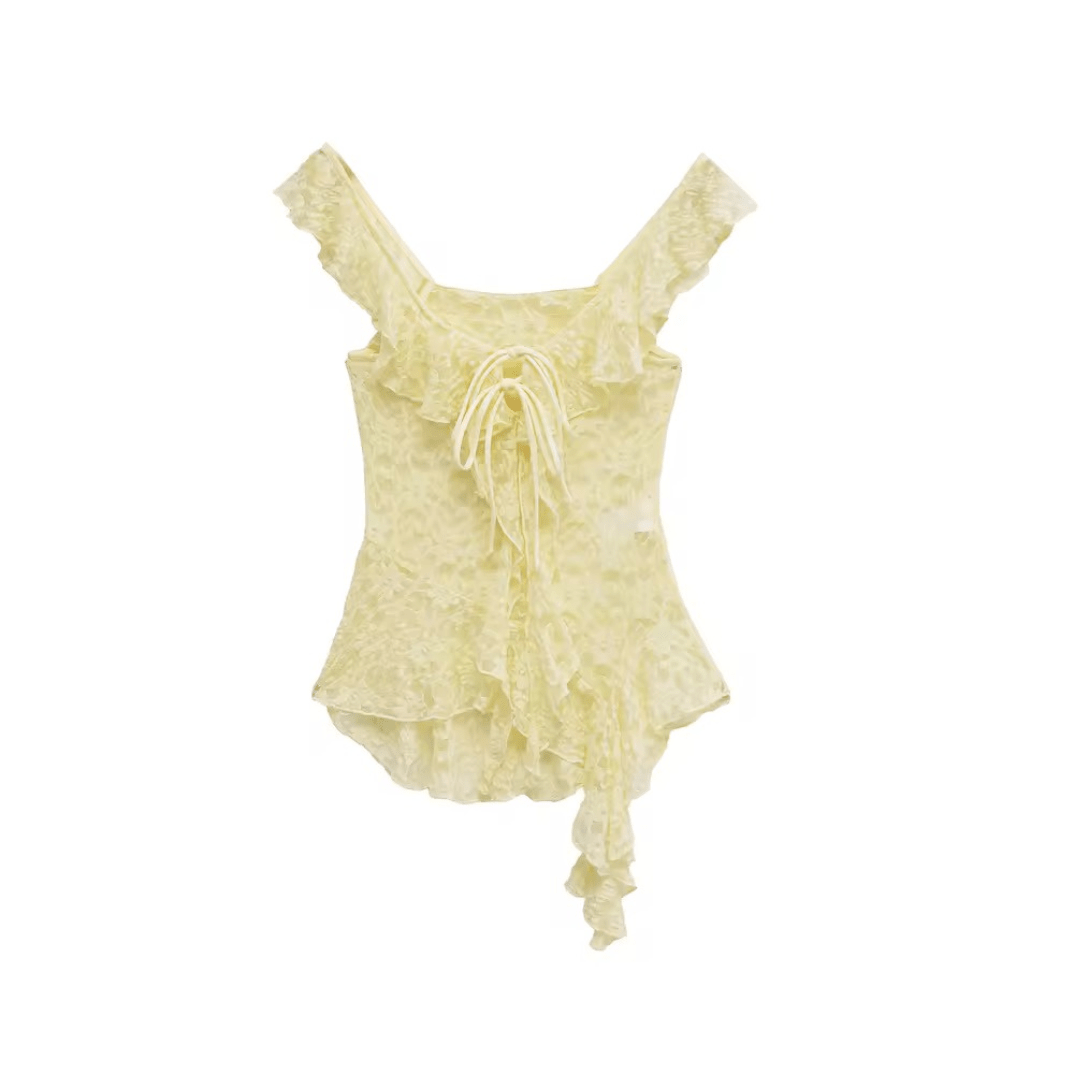 Asymmetrisches Spitzen - Top mit Bindedetail - Fav Avenue