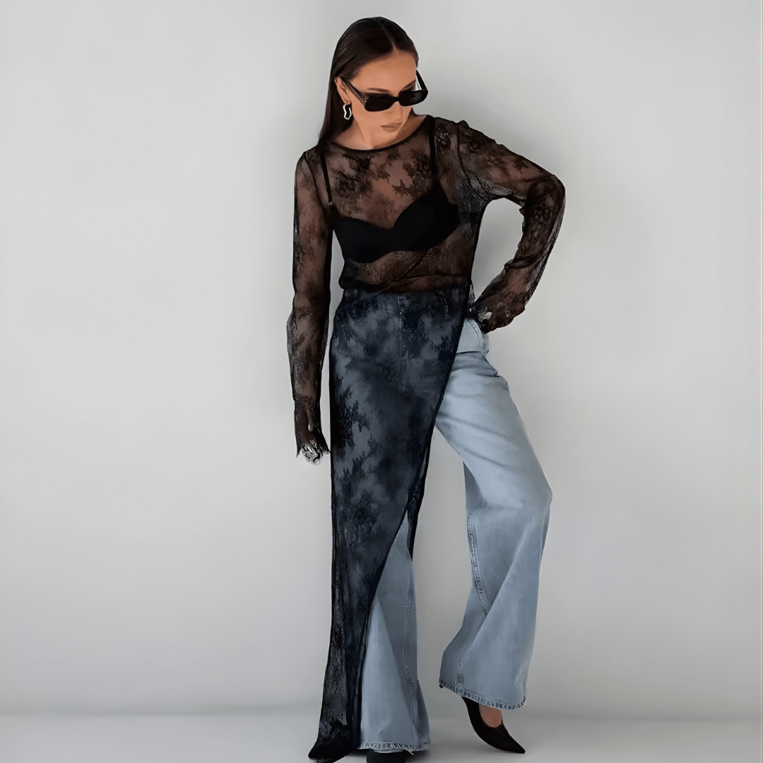 Asymmetrisches Spitzenkleid Transparent - Fav Avenue