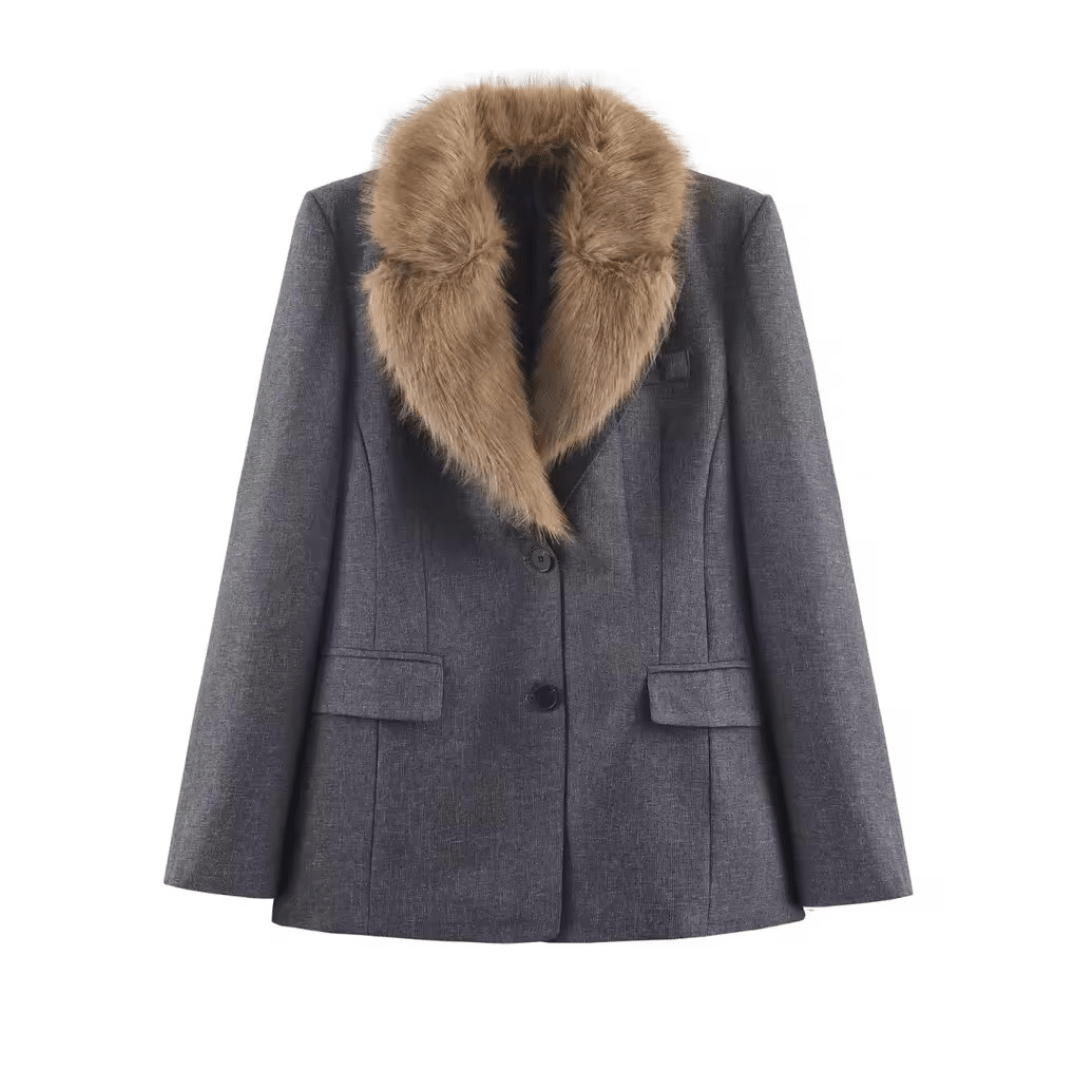 Blazer mit Kunstfellkragen - Fav Avenue