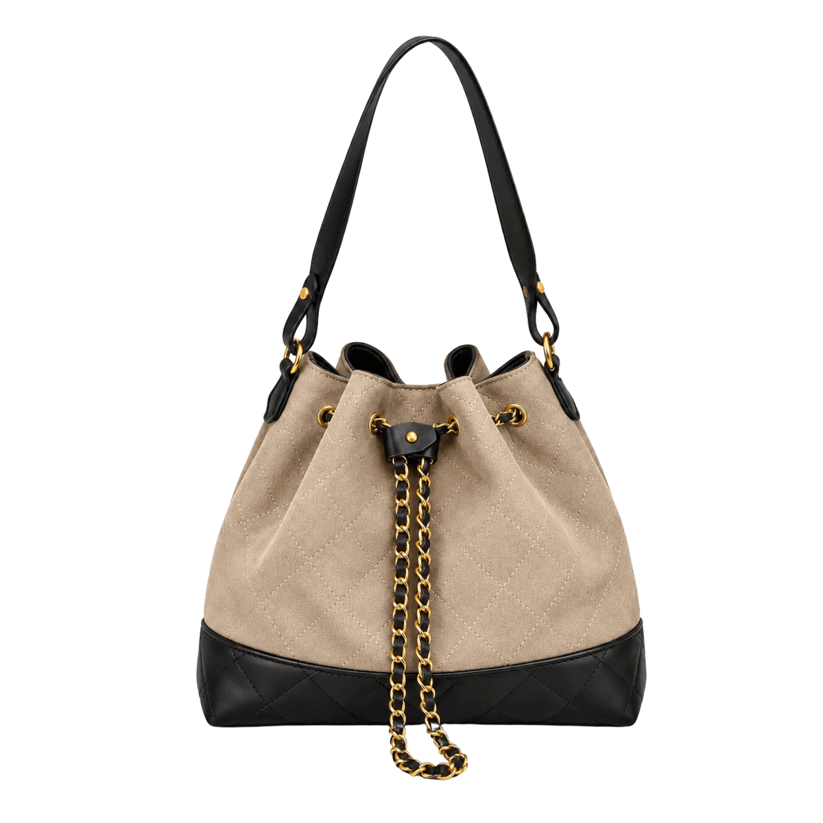 Bucket Bag in Wildleder-Optik mit Goldkette - Fav Avenue